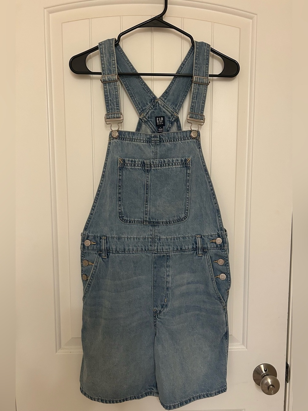 GAP Denim Short Overalls In Light Margot Blue Size Medium